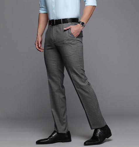 Men Checked Slim Fit Trousers